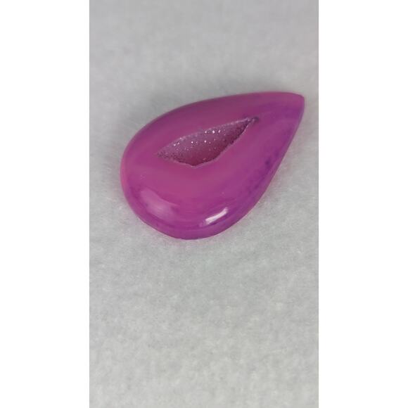 Druzy bright pink agate9 Teardrop cabochon 9.2 grams 38th 26mmHealing stress New - Picture 5 of 6